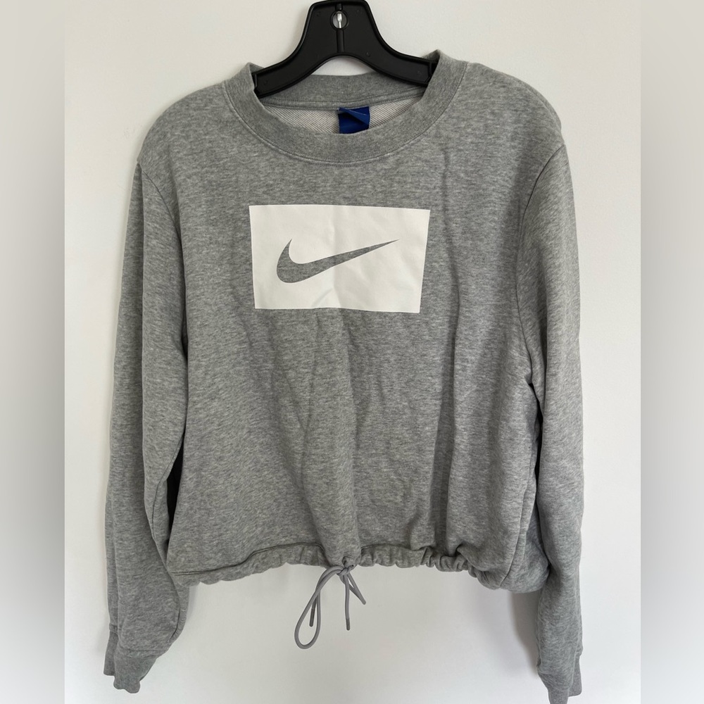 Nike Long Sleeve Gray Drawing Logo Sweat Shirt - LX